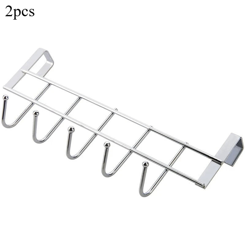 Stainless Multifunctional Towel Hanger Steel Door Hook Punch Free Storage Holder
