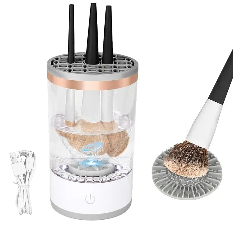3 In 1 USB Plug Portable Electric Makeup Brush Cleaner with Rubber Makeup Machine
