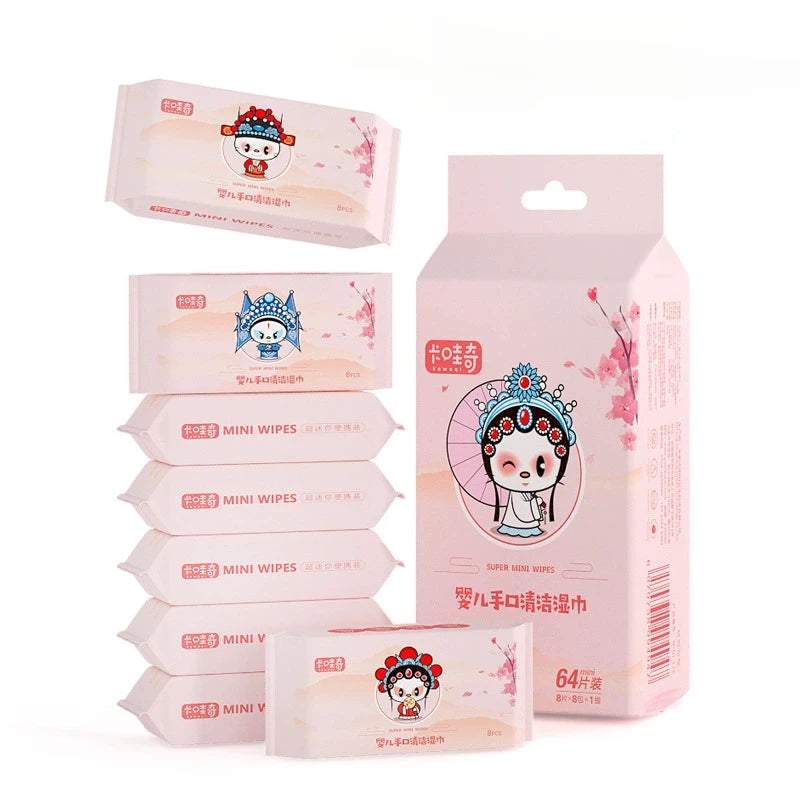 64pcs Disposable Mini Hand Wipes/Portable Travel Size