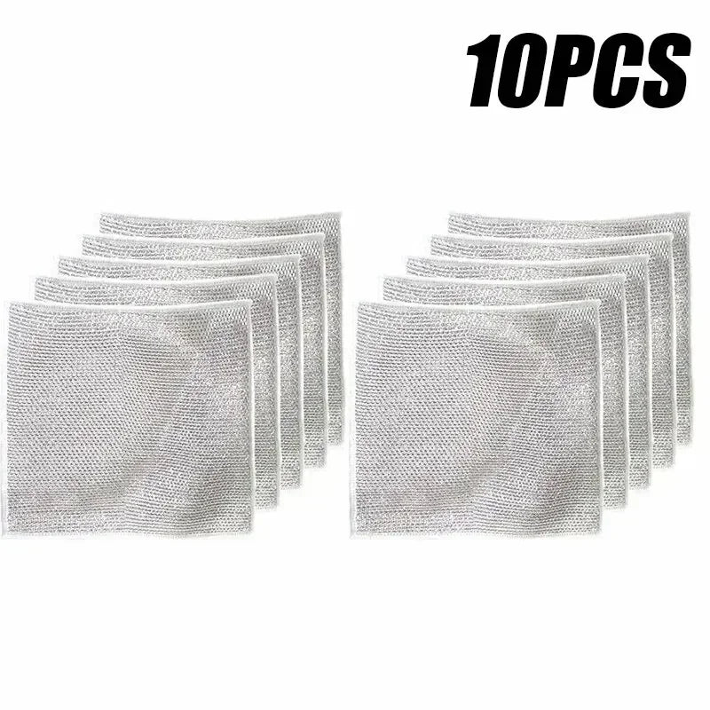 10 Pcs Magic Cleaning Cloth Double-sided Metal Steel Wire Rags