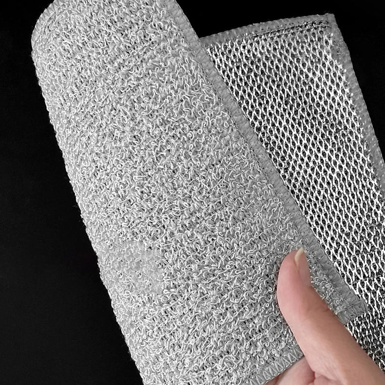 10Pcs Magic Steel Wire Cleaning Cloths Double-sided Thickened Metal Silver Wires