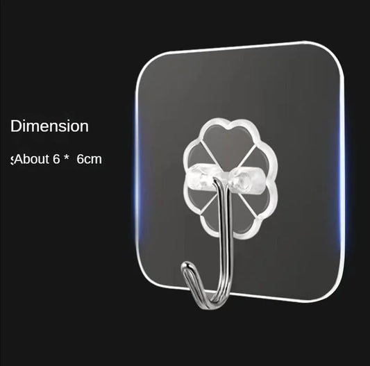 Transparent Strong Self Adhesive Hook Nail-free Wall Hook Kitchen Bathroom