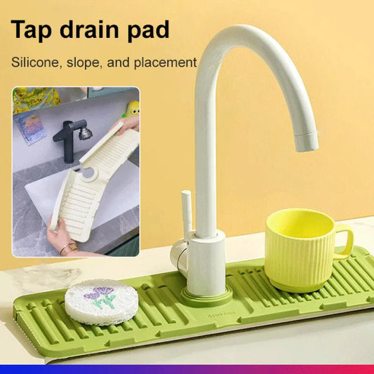 Splash Mat Silicone Drain Tip NonSlip Drain Mat Raised Faucet Ramp Soap Mat