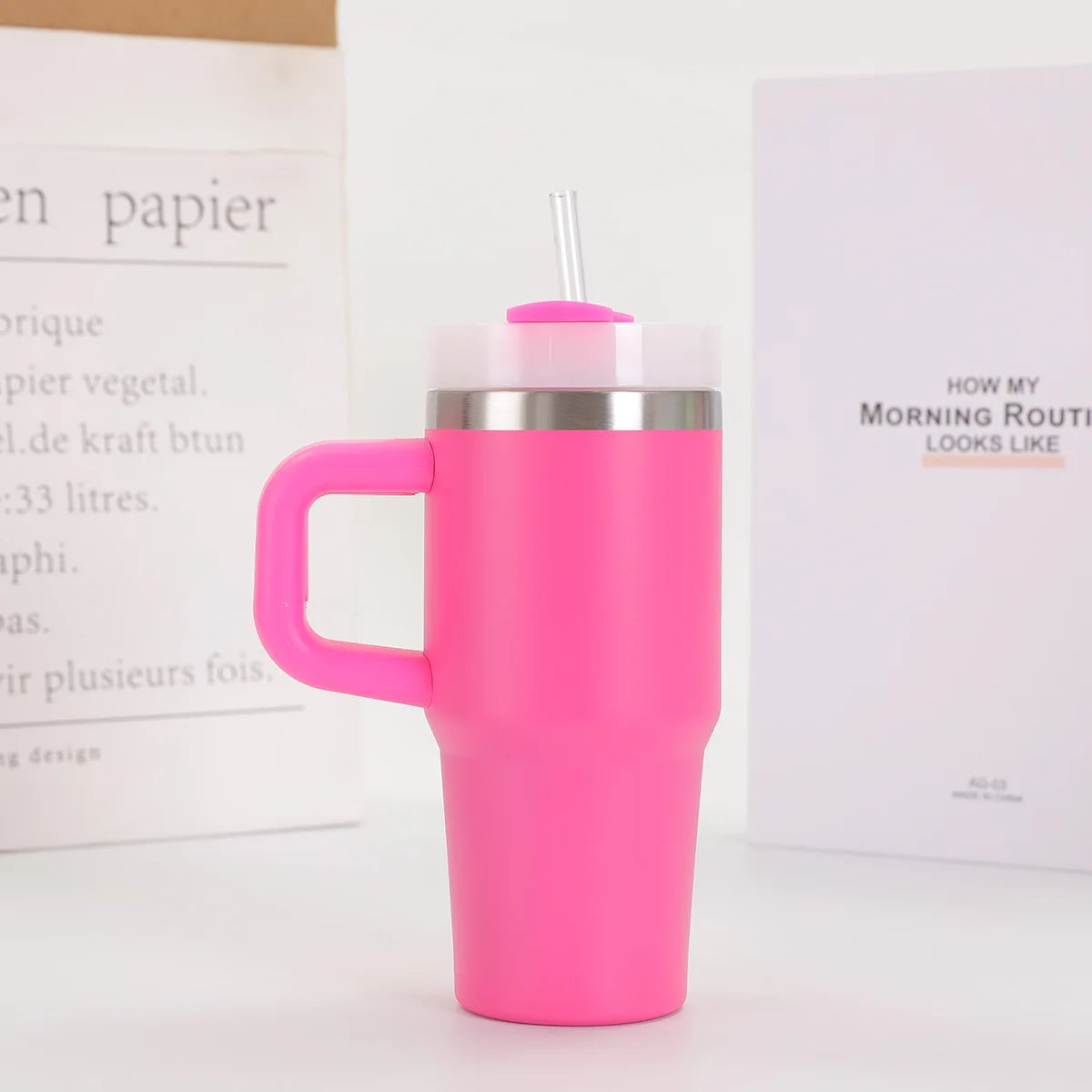 Car Mug with Handle Double-layer Vacuum Coffee Cup Portable Sport Water Bottle