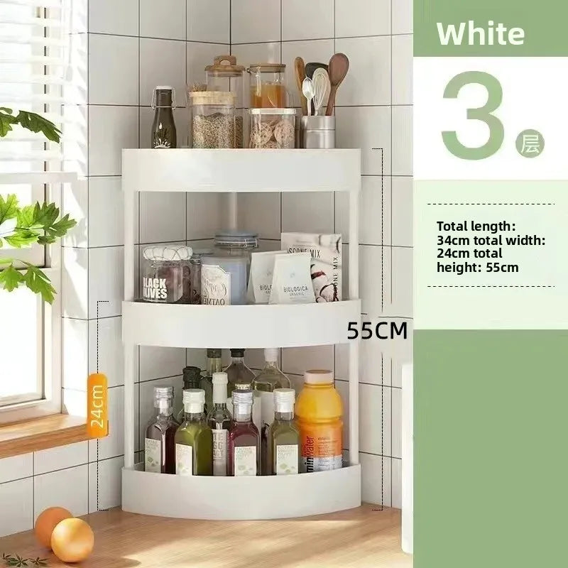 Bathroom Corner Storage Rack Triangle Plastic Stand Three Layers Floor-Mounted Toilet Organizer