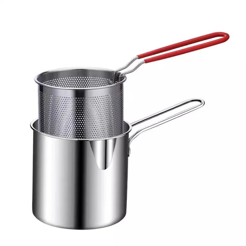 1200ml Small Stainless Steel Deep Fryer Pot with Long Handle