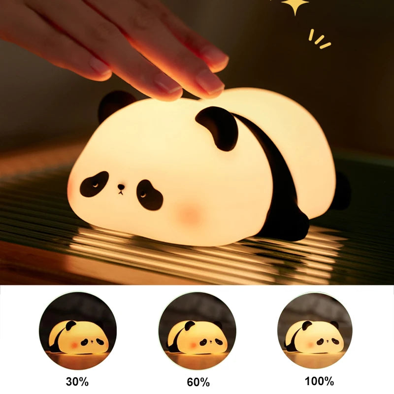 Cute Panda Night Lamp – Soft Silicone Touch LED Lamp for Kids & Bedroom Decor