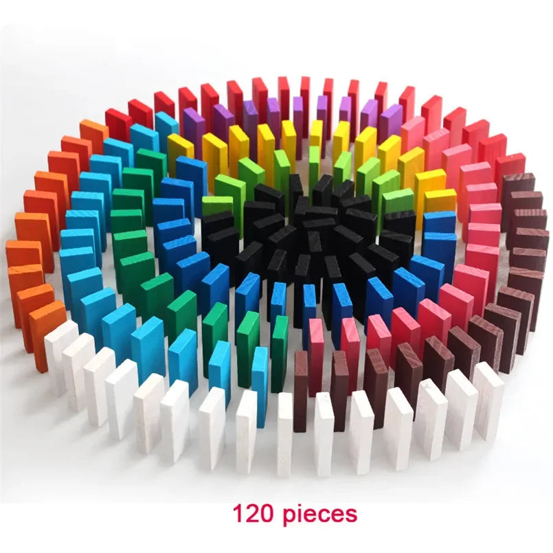 New Kids 120/240pcs Children Color Sort Rainbow Wood Domino Blocks