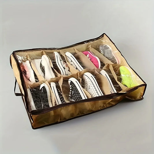 12-Grid Transparent Shoe Organizer