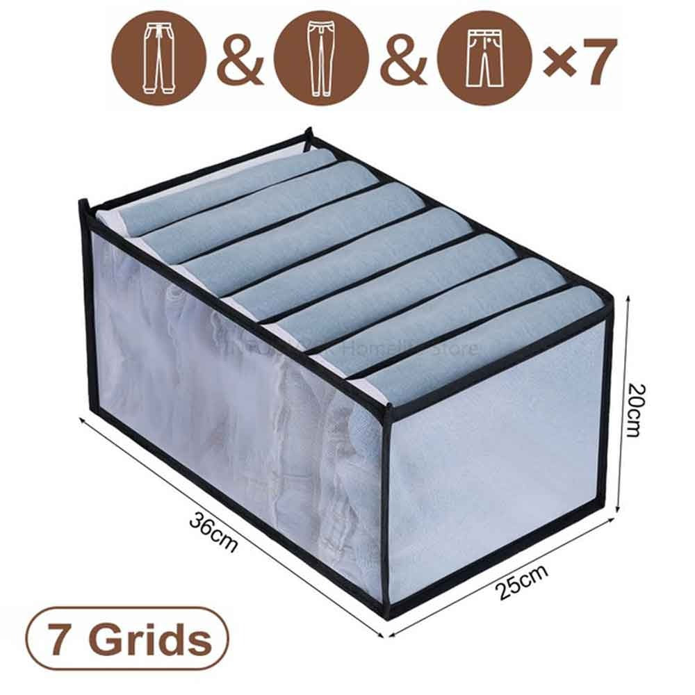 7 Compartments Pants Shirts Storage Clothes Box