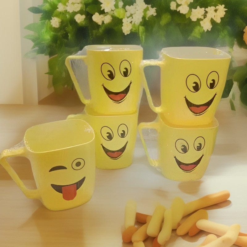Cute Emoji Yellow Smiley Face Coffee/Tea Mug - Perfect Gift for Family and Friends-PLASTIC MUG