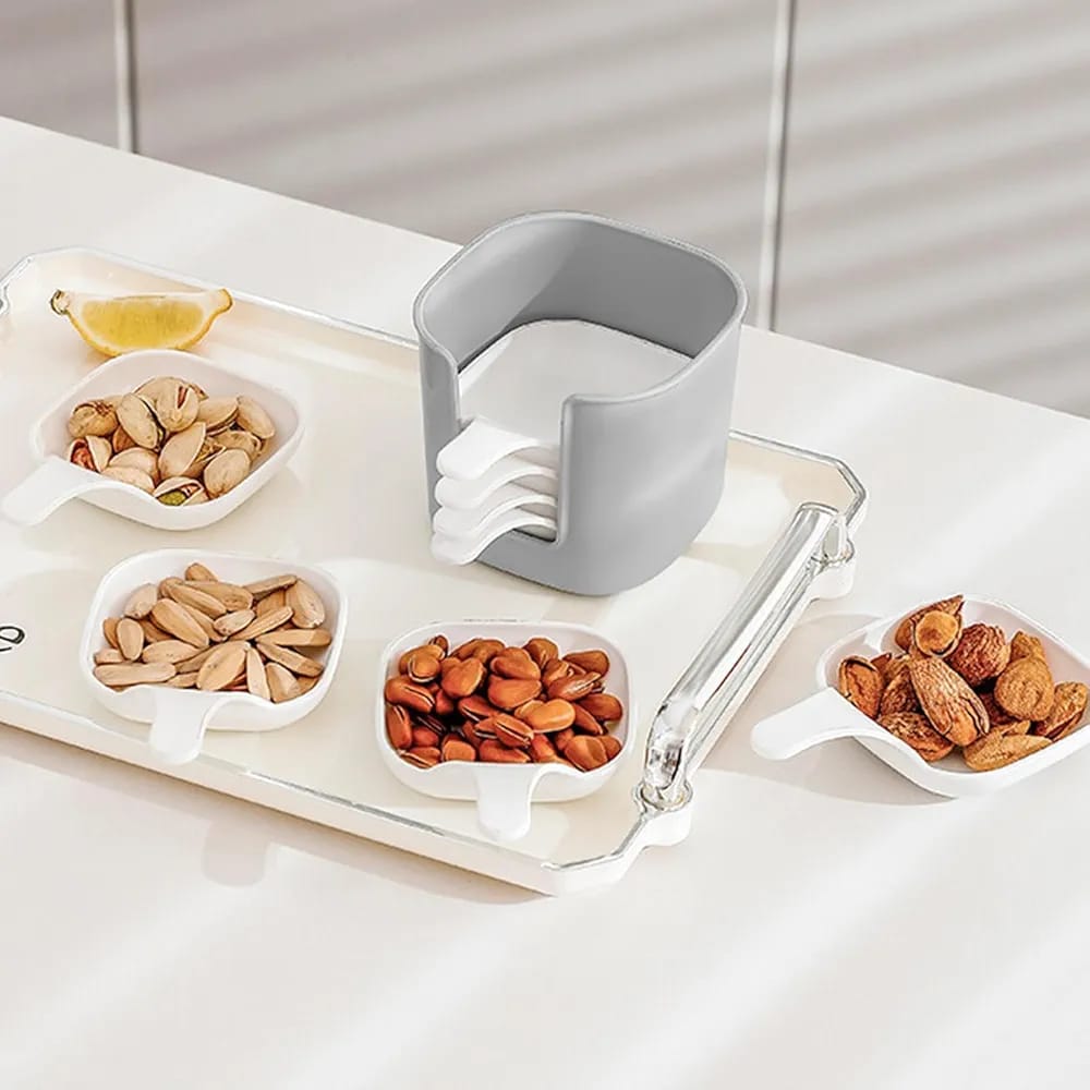 Modeow Food Grade Dish 6pcs Spit Bone Dish with Handle Storage Holder Multi-functional