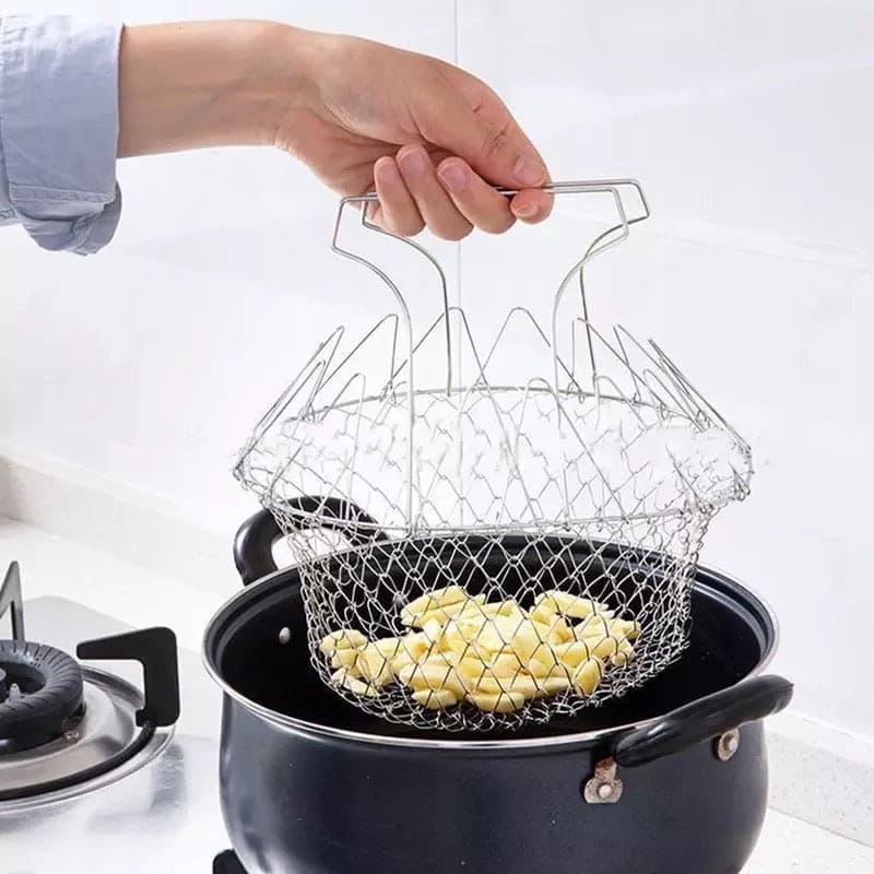Frying Basket Stainless Steel Foldable Cooking Basket