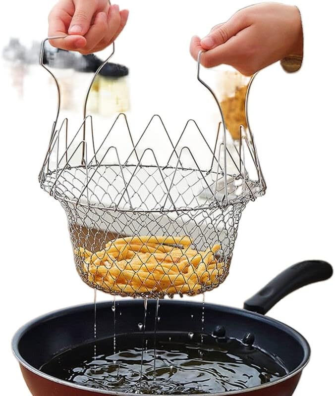 Frying Basket Stainless Steel Foldable Cooking Basket