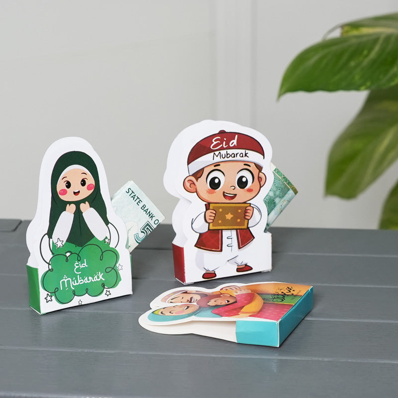 Premium Eidi Tuck Cards for Kids – Pack of 10 | Cute Eid Money Gift Envelopes