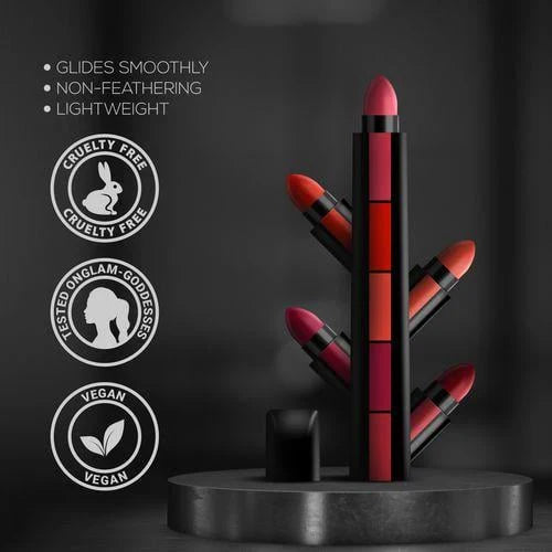 5 in 1 Romantic Matte Finish LipStick Set - Beauty Essentials For Girls