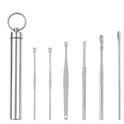 Ear Wax Cleaning Tools kit Set with Leather Pouch Spring Curette Earwax