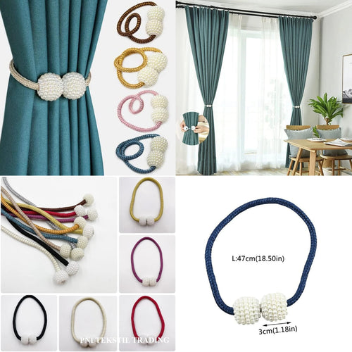 Magnetic Pearl Curtain Tiebacks – Elegant Holdbacks for Home & Office