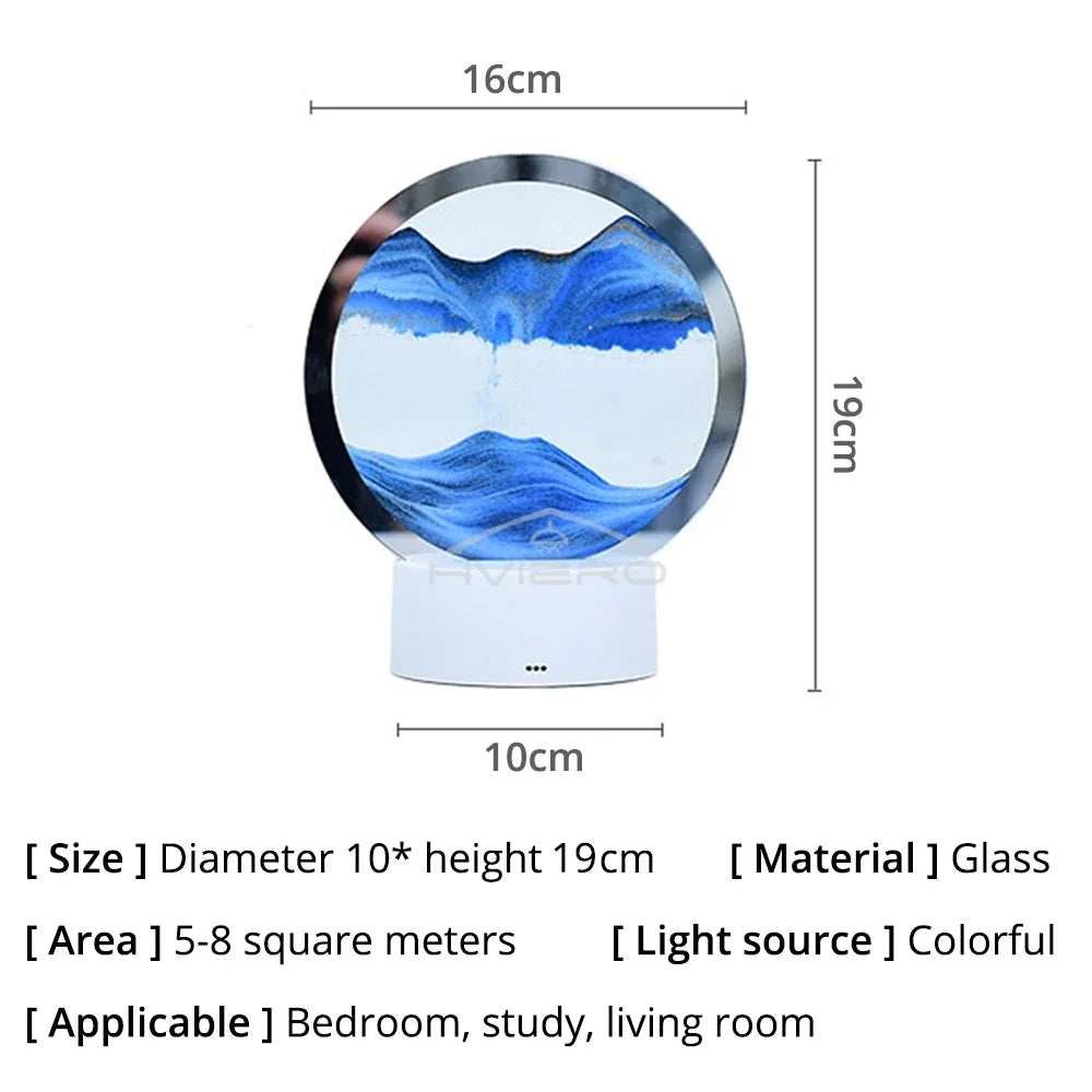 3D Moving Sand Art Picture Round Glass Deep Sea Sandscape Hourglass Quicksand Craft