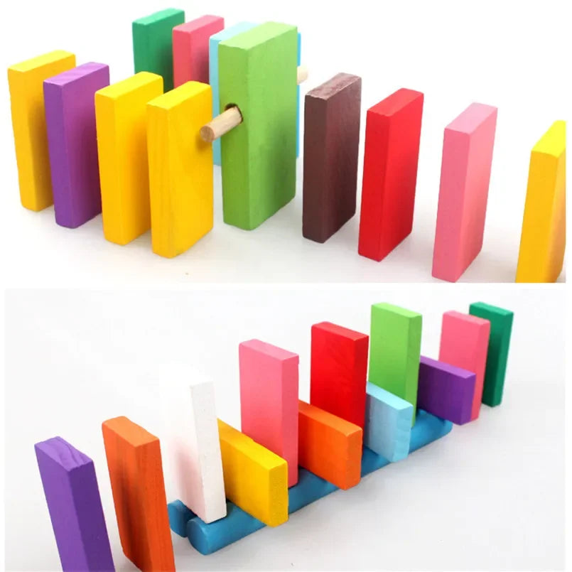 New Kids 120/240pcs Children Color Sort Rainbow Wood Domino Blocks