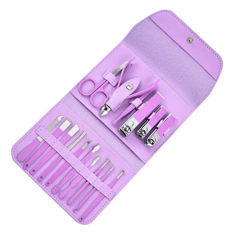 16 PCS Manicure And Pedicure Set Nail Clippers Kit Travel Grooming Clippers Care Tools