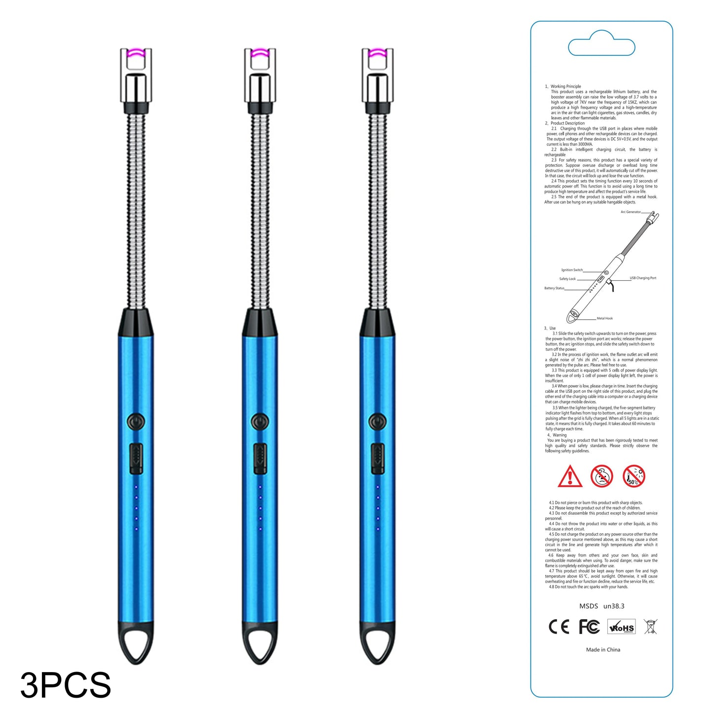 Rechargeable Electric Lighters, TYPE-C Plasma Arc Kitchen Lighter,