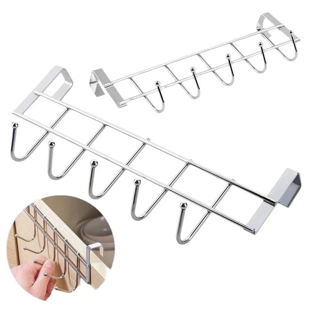 Stainless Multifunctional Towel Hanger Steel Door Hook Punch Free Storage Holder
