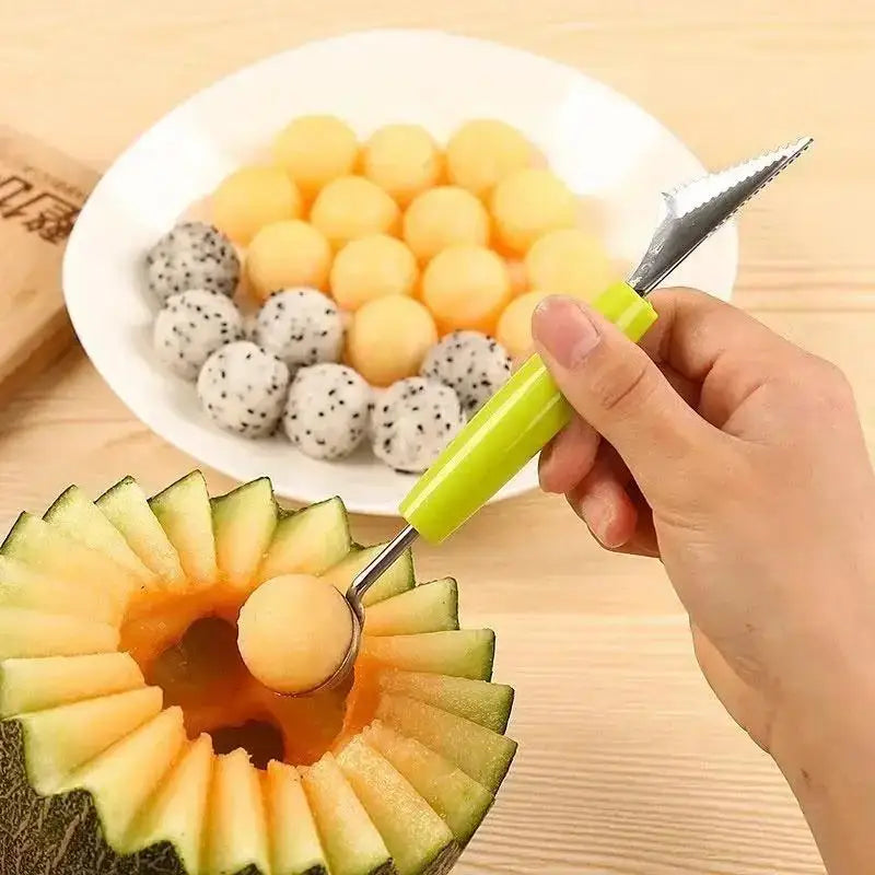 Stainless Steel Fruit Digger Cut Watermelon Artifact Ball Ice Cream Round Spoon Carving Knife