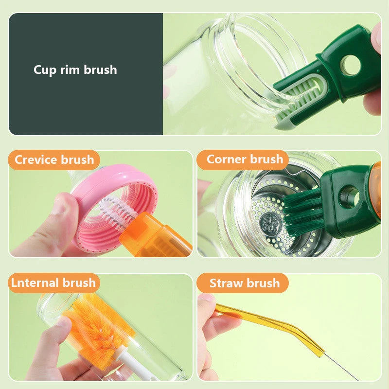 5 In 1 Multi-function Cleaning Brush Milk Bottle Gap Cleaner Long Handle