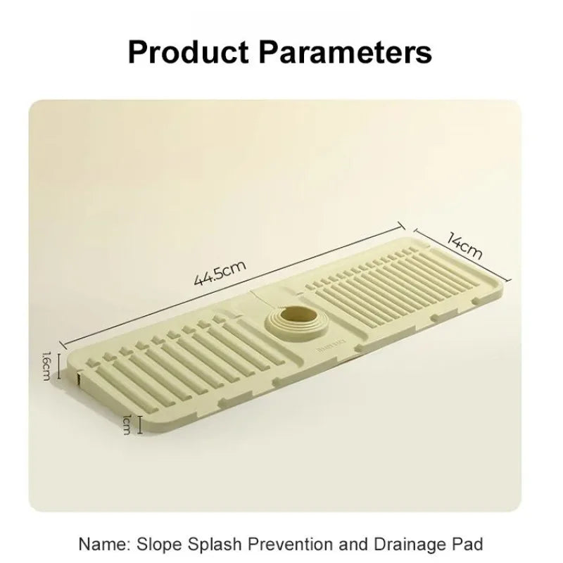 Splash Mat Silicone Drain Tip NonSlip Drain Mat Raised Faucet Ramp Soap Mat
