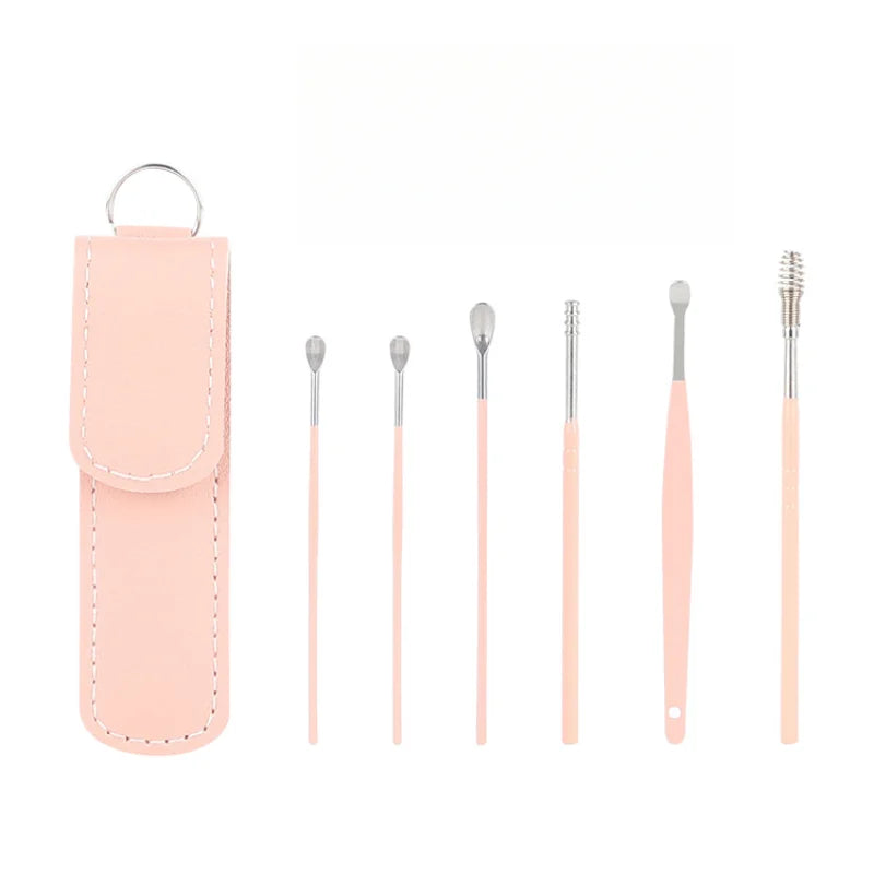 Effective 6Pcs Earwax Cleaning Tool with Spiral Earpick and Ear Curette