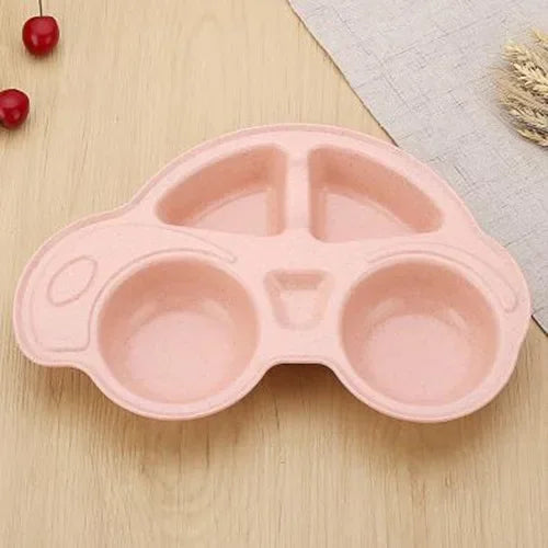 Cute Car Shaped Wheat Straw Tableware for Baby Kids Dishes Children Plates