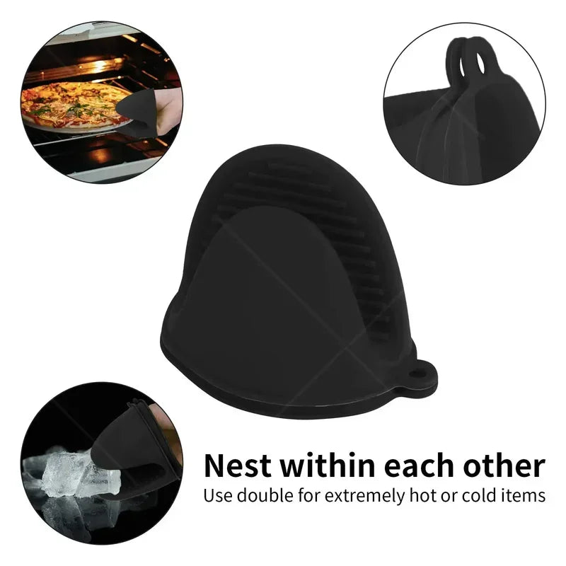 2PCS Oven Mitts Silicone Oven Glove Heat Resistant Pinch Mitts Anti Scalding Non Slip Gloves