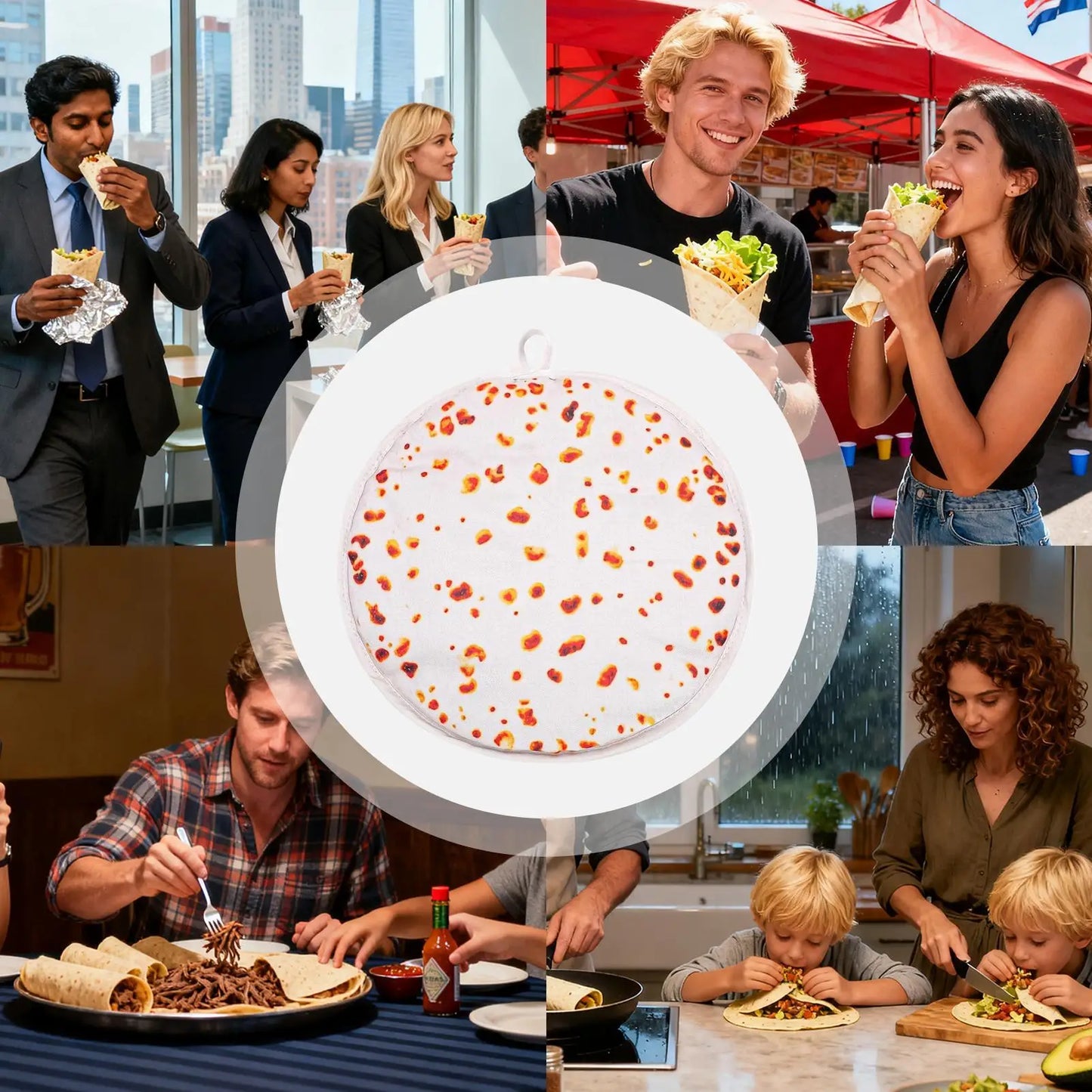 Microwaveable Tortilla Warmer 1PC Thermal Fabric Holder for Naan Bread, Pizza, Taco, Home Party & Family Meals