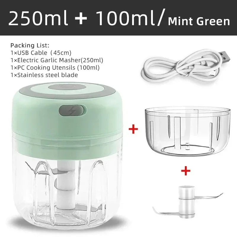 Electric Mini Garlic Chopper, 250ML Food Chopper Garlic Mincer USB,