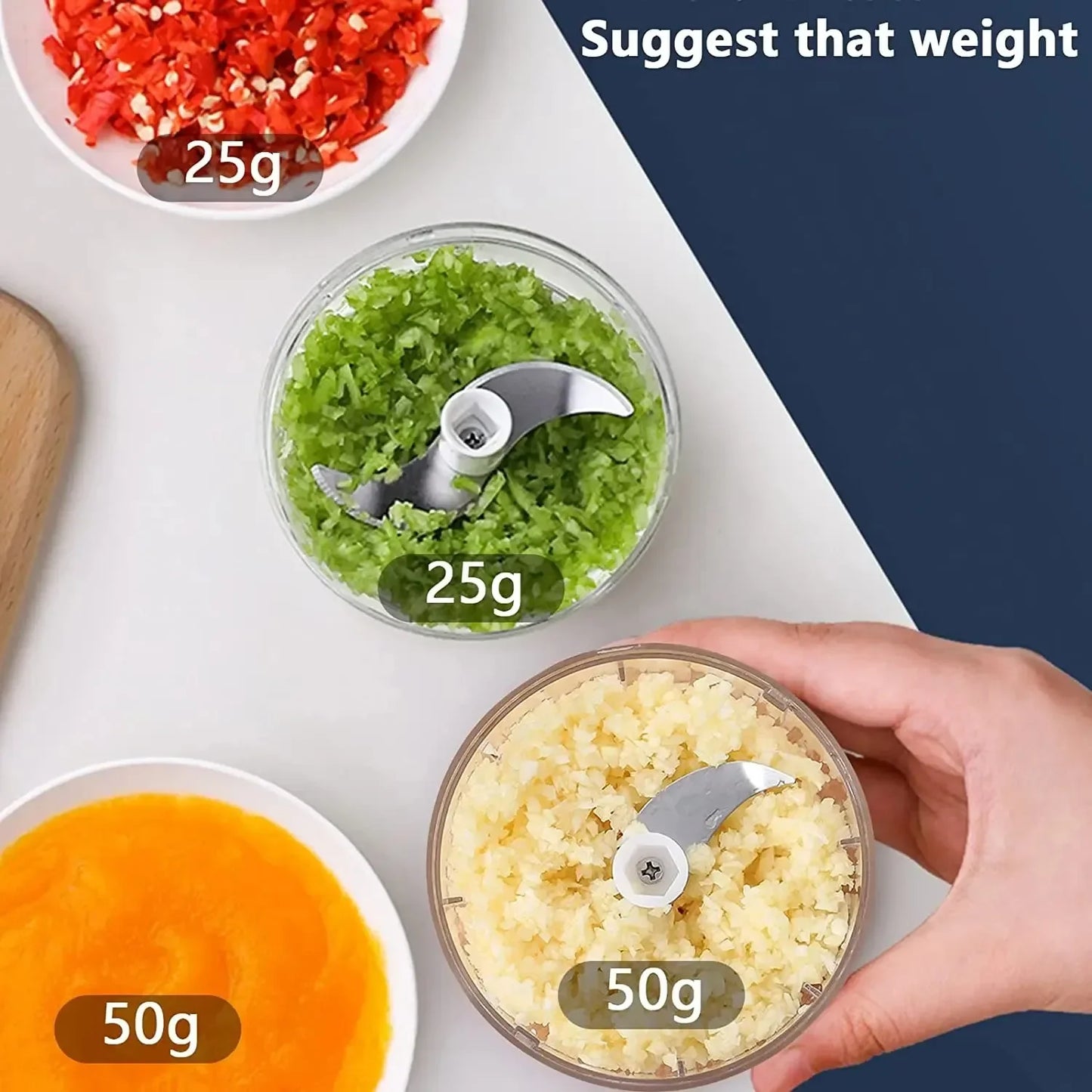 Electric Mini Garlic Chopper, 250ML Food Chopper Garlic Mincer USB,