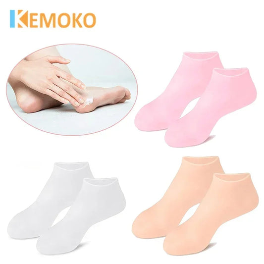 2 Pack Moisturizing Silicone Gel Socks for Dry Cracked Feet