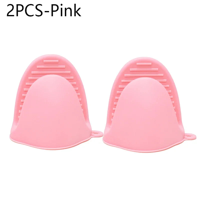 2PCS Oven Mitts Silicone Oven Glove Heat Resistant Pinch Mitts Anti Scalding Non Slip Gloves