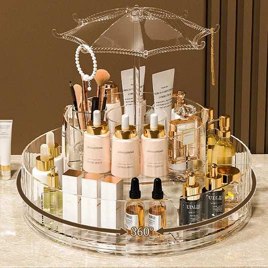 New Transparent Makeup Organizers with 360 Degree Rotation Storage Shelf