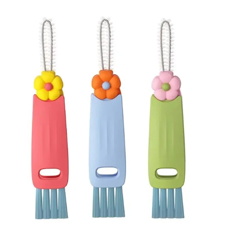 3 in 1 Cup Lid Cleaning Brush with Flower Shaped Top and Hanging Hole 360 No Dead Angle Cleaner