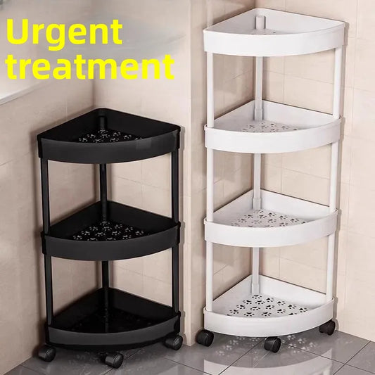 Bathroom Corner Storage Rack Triangle Plastic Stand Three Layers Floor-Mounted Toilet Organizer