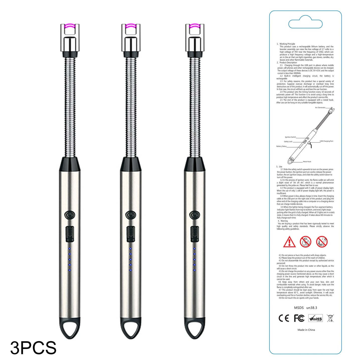 Rechargeable Electric Lighters, TYPE-C Plasma Arc Kitchen Lighter,