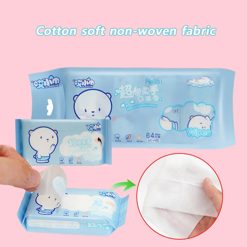 64pcs Disposable Mini Hand Wipes/Portable Travel Size