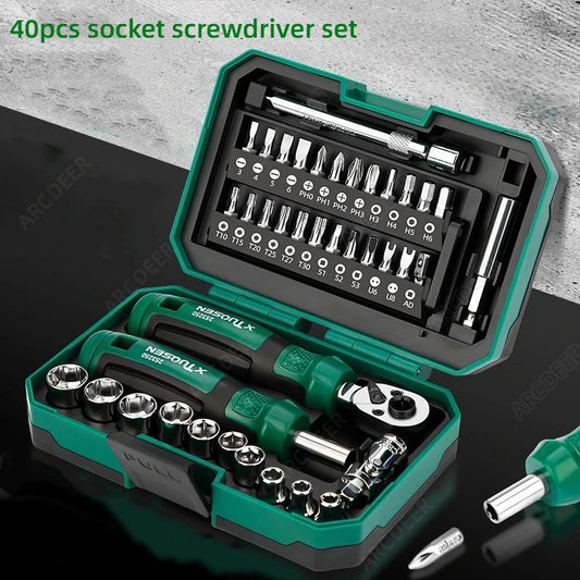 TUOSEN 40 Piece Ratchet Wrench and Screwdriver Comprehensive Set