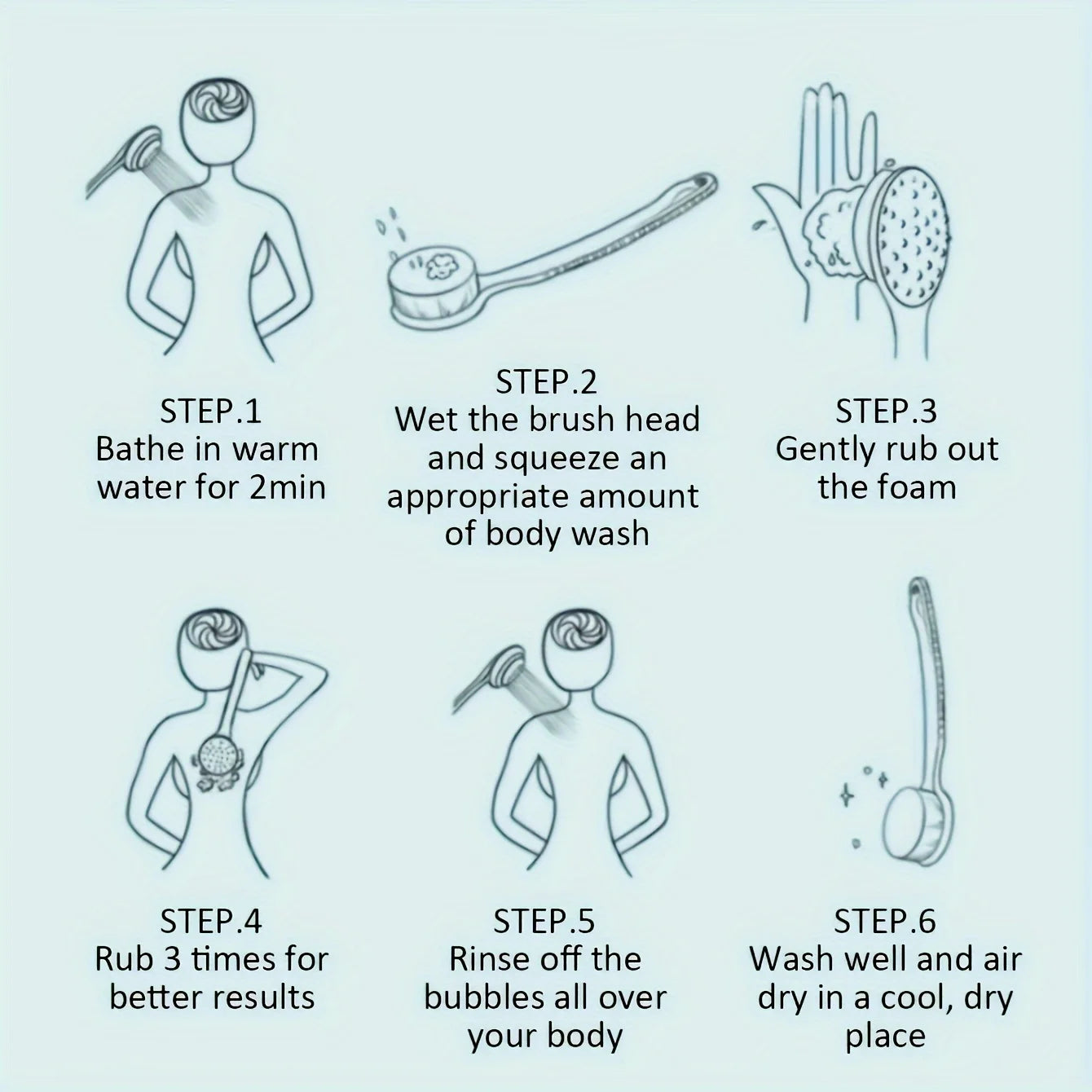 Soft Body Scrubber Shower Exfoliating Scrubs Long Handle Bath Brush