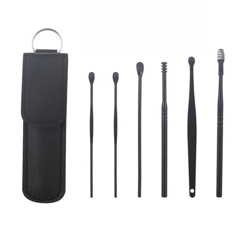 Effective 6Pcs Earwax Cleaning Tool with Spiral Earpick and Ear Curette