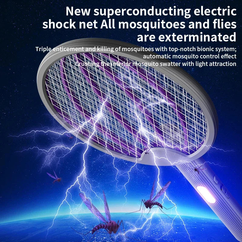 3-in-1 Foldable Electric Mosquito Swatter Electric Mosquito Killer Rechargeable Wall-Mounted