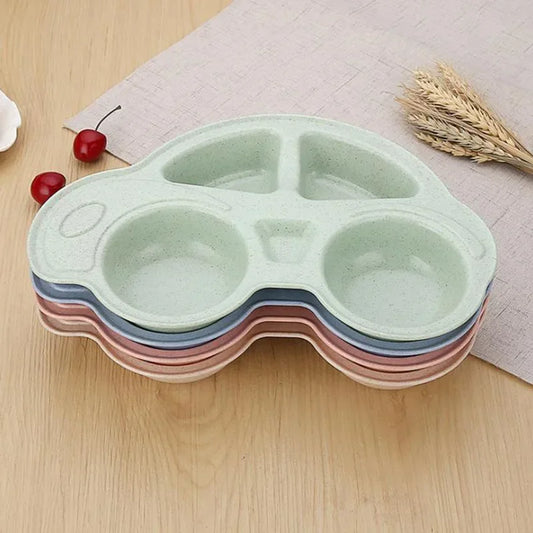 Cute Car Shaped Wheat Straw Tableware for Baby Kids Dishes Children Plates