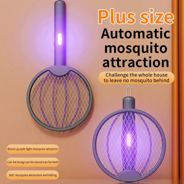 3-in-1 Foldable Electric Mosquito Swatter Electric Mosquito Killer Rechargeable Wall-Mounted