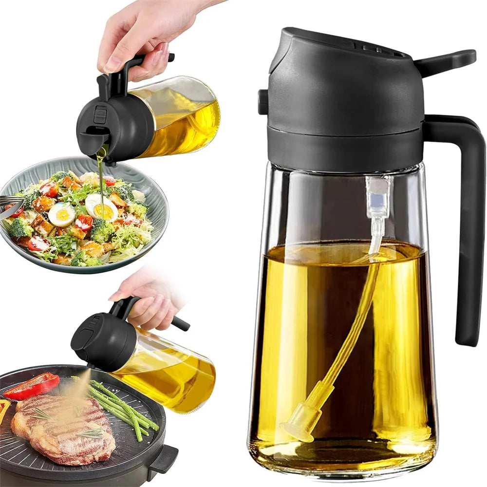 2 in 1 Oil Dispenser-Oil Sprayer,Oil Sprayer for Cooking,Food-grade 470ML